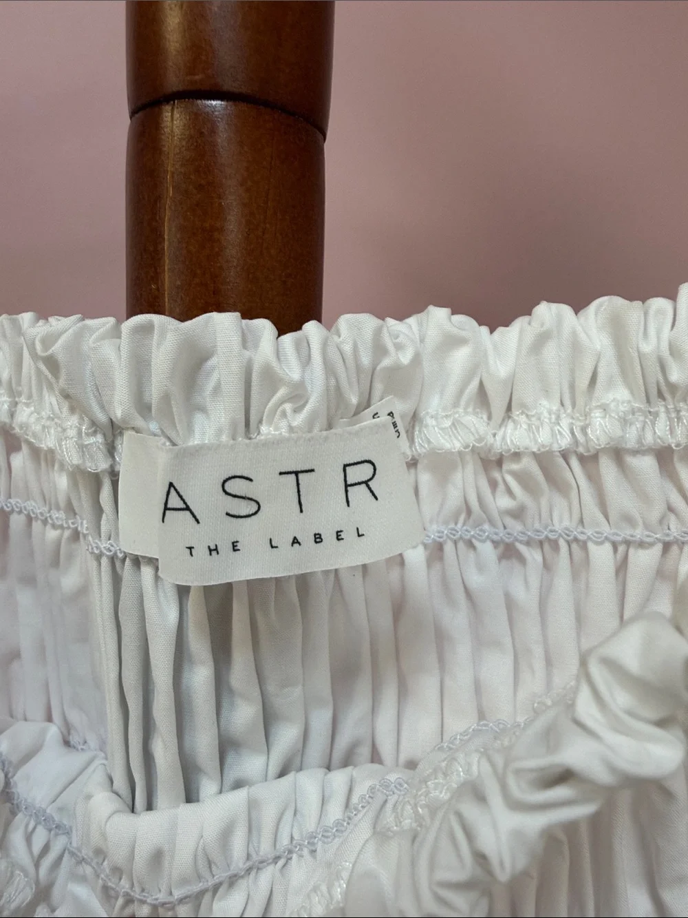 Astr White Smocked Puff-Sleeve Square Neck Blouse